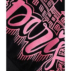 Pine Kids Velour Knit Full Sleeves Sweatshirt With Paris Theme Print - Black