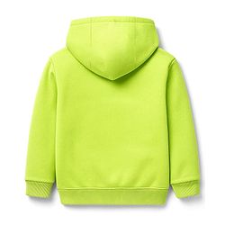 Pine Kids Cotton Knit Full Sleeves Hooded Sweatshirt with Space Theme Print - Lime Green