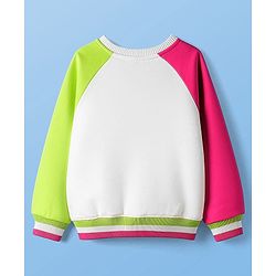 Pine Kids Cotton Knit Full Raglan Sleeves Sweatshirt with Text Print -Green Red & White