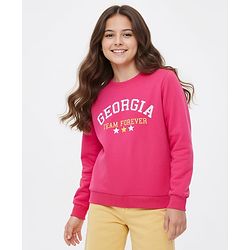 Pine Kids Cotton Knit Full Sleeves Sweatshirts With Text Print - Dark Pink