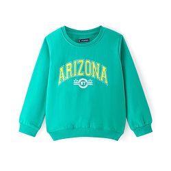 Pine Kids Cotton Knit Full Sleeves Sweatshirts With Text Print - Turquoise
