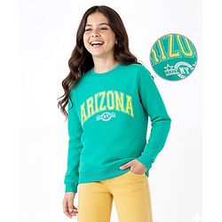 Pine Kids Cotton Knit Full Sleeves Sweatshirts With Text Print - Turquoise