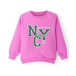 Pine Kids Cotton Knit Full Sleeves Sweatshirt With Text Print - Pink