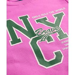 Pine Kids Cotton Knit Full Sleeves Sweatshirt With Text Print - Pink