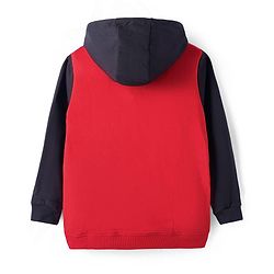 Pine Kids Cotton Knit Full Sleeves Hooded Sweatshirt with Text Print - Red