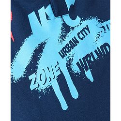 Pine Kids Cotton Knit Full Sleeves Graffiti Printed Hooded Sweatshirt - Navy Blue