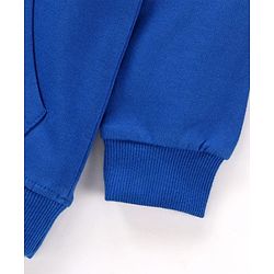 Pine Kids Cotton Knit Full Sleeves Sweatshirt with Text Print & Kangaroo Pockets - Blue