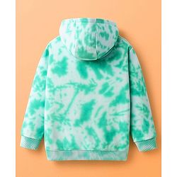 Pine Kids Cotton Knit Full Sleeves Hooded Sweatshirt with Text Print & Kangaroo Pockets - Sea Green & White