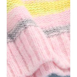 Pine Kids Knitted Full Sleeves Pullover Sweater with Striped Designed - Light Pink & Yellow
