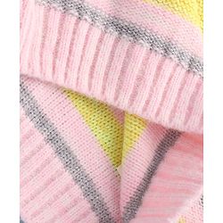 Pine Kids Knitted Full Sleeves Pullover Sweater with Striped Designed - Light Pink & Yellow