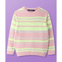 Pine Kids Knit Full Sleeves Striped Pullover Sweater - Pink