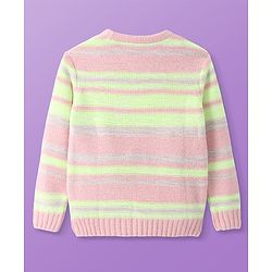 Pine Kids Knit Full Sleeves Striped Pullover Sweater - Pink