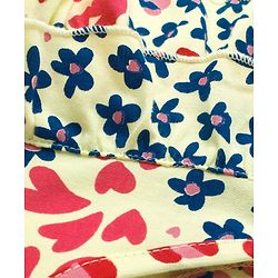 Pine Kids Cotton Frill Sleeves Heart & Floral Printed Top - Multicolour