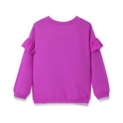 Pine Kids Cotton Knit Full Sleeves Drop Shoulder Sweatshirt with Floral Print & Frill Detailing - Purple