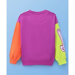 Pine Kids Cotton Knit Full Sleeves Drop Shoulder Sweatshirt with Cut & Sew Design & Patch Detailing - Multicolour