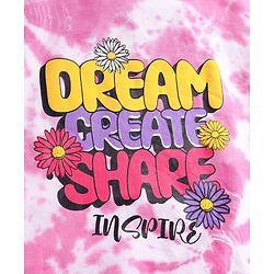 Pine Kids Cotton Knit Full Sleeves Pullover Sweatshirt with Tie & Dye Design & Text Print - Pink