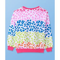 Pine Kids Cotton Knit Full Sleeves Drop Shoulder Gilter Text & Abstract Printed Sweatshirt - Pink