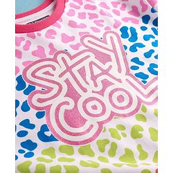 Pine Kids Cotton Knit Full Sleeves Drop Shoulder Gilter Text & Abstract Printed Sweatshirt - Pink