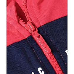 Pine Kids Cotton Knit Full Sleeves Hooded Sweat Jacket With Text Print - Red