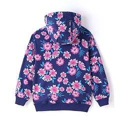Pine Kids Cotton Knit Full Sleeves Sweatjacket with Floral Print - Navy Blue