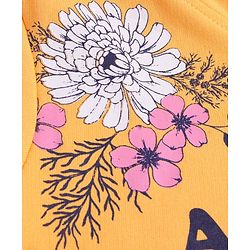 Pine Kids Cotton Knit Full Sleeves Hooded Sweatshirt with Floral Print - Mustard