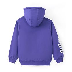 Pine Kids Knit Full Sleeves Hooded Front Open Sweat Jacket Floral & Text Design - Purple