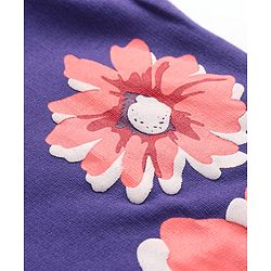 Pine Kids Knit Full Sleeves Hooded Front Open Sweat Jacket Floral & Text Design - Purple