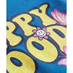 Pine Kids Cotton Knit Full Drop Sleeves Sweat Shirt with Sequinned detailing & Floral  Text Print - Blue