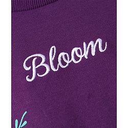 Pine Kids Cotton Knit Full Drop Shoulder Sleeves Sweatshirt with Floral Print - Purple