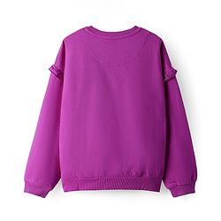 Pine Kids Cotton Knit Full  Drop Shoulder Sleeves Sweatshirt with Floral Applique - Purple