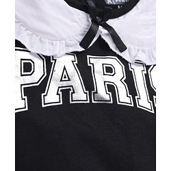 Pine Kids Cotton Knit Full Sleeves Text Printed Sweatshirt With Peter Pan Collar - Black
