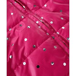 Pine Kids Woven Full  Sleeves Front Open Sequinned Padded Hooded Jacket with Pockets - Rani Pink