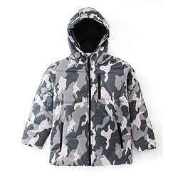 Pine Kids Woven Full Sleeves Padded Hooded Jacket Camouflage Print - Multicolour