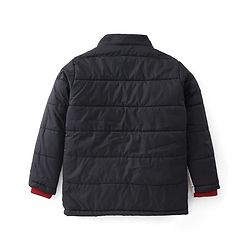 Pine Kids Woven Full Sleeves Padded Hooded Jacket Text Print - Multicolour