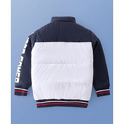 Pine Kids Woven Full Sleeves Padded Jacket with Detachable Hood Text Print - Multicolour