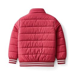 Pine Kids Woven Full Sleeves Padded Jacket with Detachable Hood Text Print - Dark Red