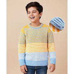 Pine Kids Knit Full Sleeves Striped Pullover - Multicolour