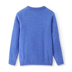 Pine Kids Knitted Full Sleeves Pullover Sweater with Cable Knit Design - Blue