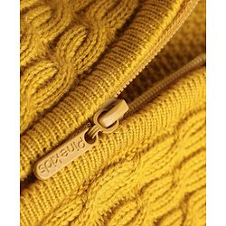 Pine Kids Full Sleeves Front Open  Hood Sweater - Mustard