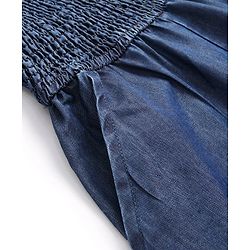 Pine Kids Cotton Woven Sleeveless Jumpsuit with Bow & Smocking Detailing - Blue