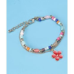Pine Kids Bracelet Double Layered  with Floral Applique - Multicolor