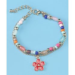 Pine Kids Bracelet Double Layered  with Floral Applique - Multicolor
