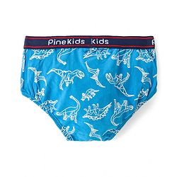Pine Kids Cotton Spandex Knit Briefs With Stripes & Dino Print Pack of 3 (Color & Print May Vary)
