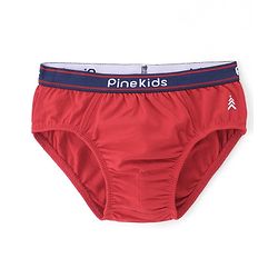 Pine Kids Cotton Knit Solid Colour & Printed Briefs Pack of 3 - Yellow Blue & Red