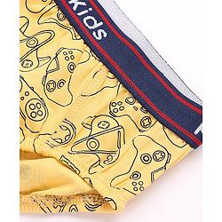 Pine Kids Cotton Knit Solid Colour & Printed Briefs Pack of 3 - Yellow Blue & Red
