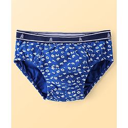 Pine Kids Cotton Spandex Knit Briefs with Striped & Numerical Print Pack of 3 - ( Colour May Vary )