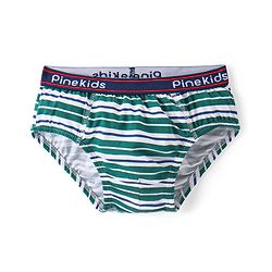 Pine Kids Cotton Spandex Knit Briefs With Stripes & Satellite Print Pack of 3 (Color & Print May Vary)