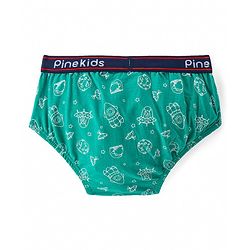 Pine Kids Cotton Spandex Knit Briefs With Stripes & Satellite Print Pack of 3 (Color & Print May Vary)