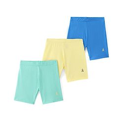Pine Kids Cotton Lycra Knit Knee Length Solid Color Cycling Shorts Pack Of 3 (Colour May Vary)