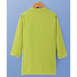 Pine Kids Woven Full Sleeves Textured Fabric Solid Colour Kurta & Pyjama Set with Mirror Work Detailing - Green
